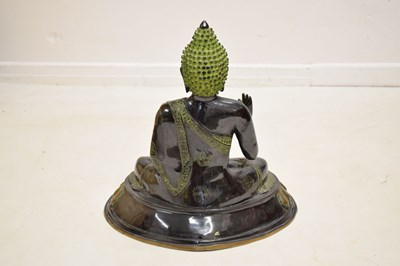 Lot 537 - Large Thai patinated alloy Medicine Buddha (Bhaishajyaguru)