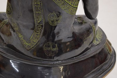Lot 537 - Large Thai patinated alloy Medicine Buddha (Bhaishajyaguru)