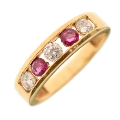 Lot 6 - Ruby and white stone half eternity ring