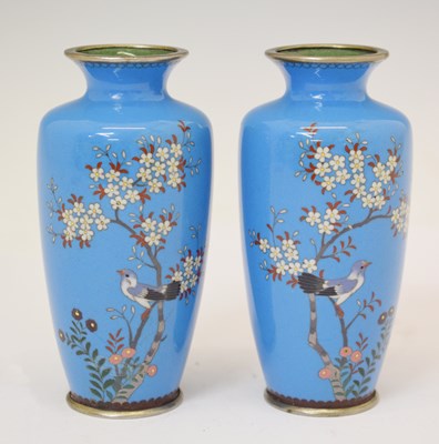 Lot 546 - Pair of early to mid 20th century Japanese cloisonné vases