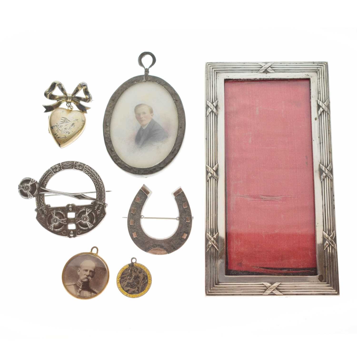 Local German Photo Frame Lot 177 - German white metal easel photo frame and a