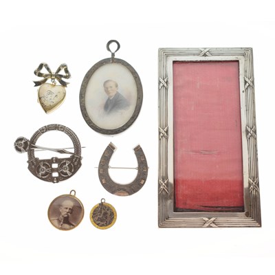 Lot 177 - German white metal easel photo frame and a quantity of silver jewellery