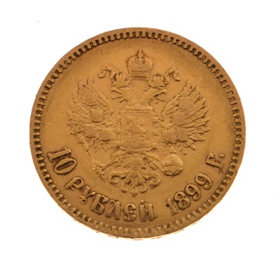 Lot 140 - Russian gold ten ruble coin, 1899