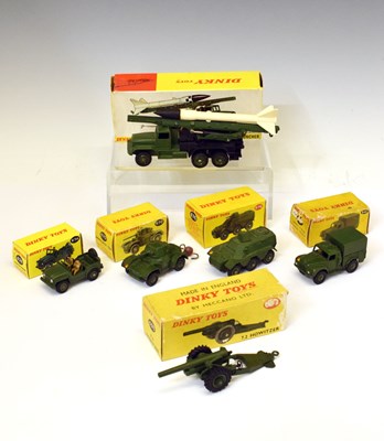 Lot 251 - Dinky Toys - Six boxed military themed diecast model vehicles