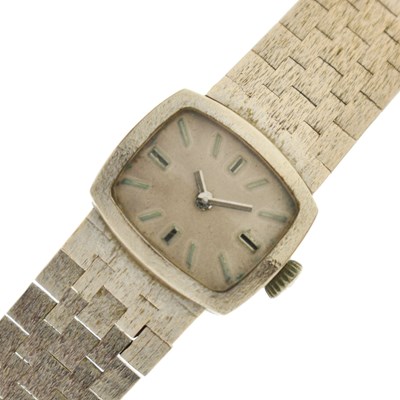 Lot 146 - Lady's vintage '14K' white gold bracelet watch