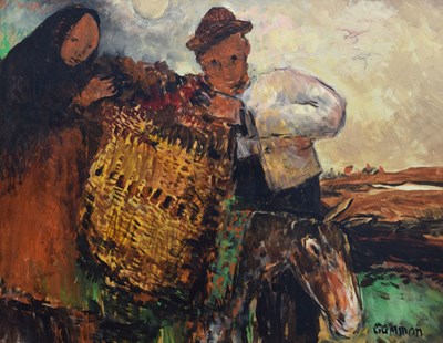 Lot 360 - Reg Gammon (1894-1997) - Oil on board - 'Loading the Donkey, Galloway'