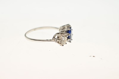 Lot 12 - Sapphire and diamond 18ct white gold three-stone ring