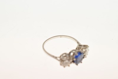 Lot 12 - Sapphire and diamond 18ct white gold three-stone ring