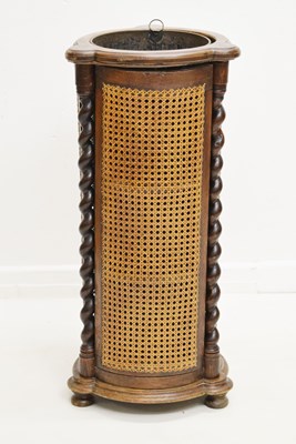 Lot 745 - 1920s oak and cane cylindrical stickstand