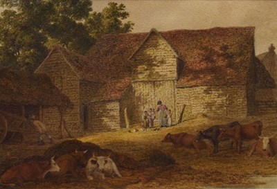 Lot 338 - Robert Hills (1769-1844) - Watercolour - The Farmyard