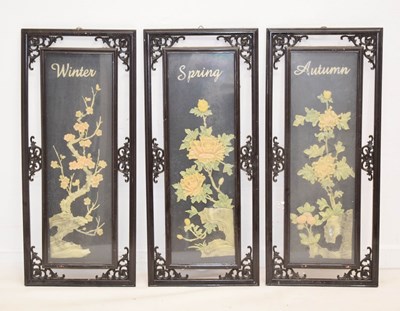 Lot 539 - Three 20th century Chinese hardstone 'Season' panels