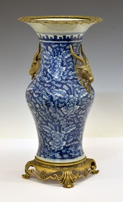 Lot 298 - Chinese blue and white vase with metal mounts