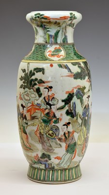 Lot 285 - Chinese Canton Famille Verte porcelain 'garlic mouth' vase