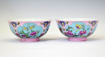 Lot 532 - Pair of pink ground bowls