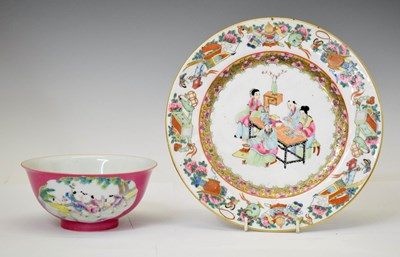 Lot 550 - Pink ground Chinese bowl