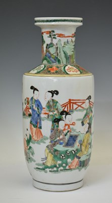 Lot 523 - Large Chinese Famille Verte rouleau vase