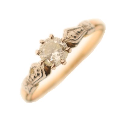 Lot 1 - 18ct gold, platinum and solitaire diamond ring