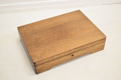 Lot 349 - Mappin & Webb c.1940s oak-cased canteen of silver-plated cutlery
