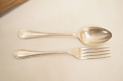 Lot 349 - Mappin & Webb c.1940s oak-cased canteen of silver-plated cutlery
