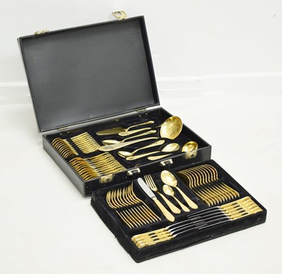 Lot 348 - Edelstahl Rostfrei gold plated and stainless steel part canteen of cutlery