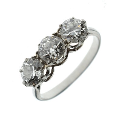 Lot 8 - Diamond three stone white metal ring