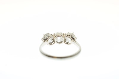 Lot 8 - Diamond three stone white metal ring