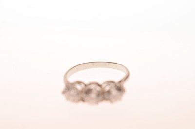 Lot 8 - Diamond three stone white metal ring