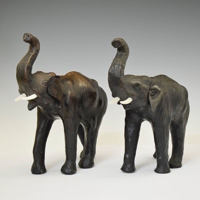 Lot 307 - Pair of elephants with glass eyes and leather ears