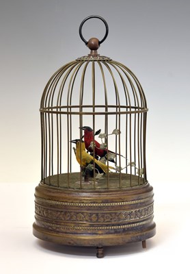 Lot 200 - Early 20th century caged two bird automaton