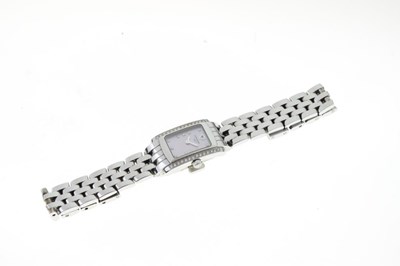 Lot 150 - Longines - Lady's stainless steel diamond set bracelet watch