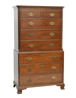 Lot 659 - Reproduction George III-style mahogany chest on chest