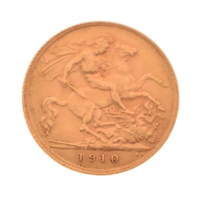 Lot 218 - Edward VII gold half sovereign, 1910