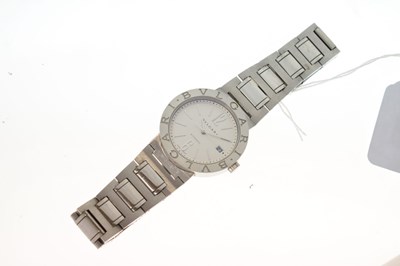 Lot 74 - Bulgari – Gentleman’s automatic stainless steel bracelet watch, ref.101369