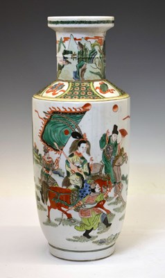 Lot 286 - Chinese Canton Famille Verte porcelain rouleau vase