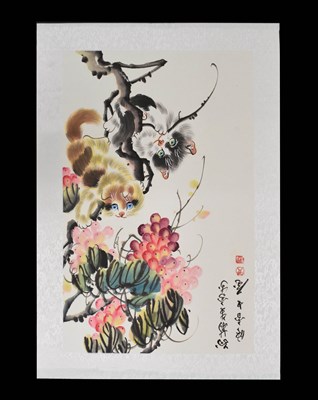 Lot 542 - Chinese watercolour study of kittens