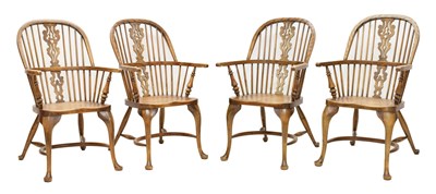 Lot 675 - Four reproduction hoop-back Windsor chairs