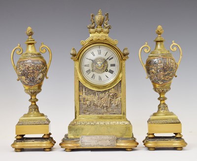 Lot 417 - 19th century French 'Orientaliste' three-piece clock garniture