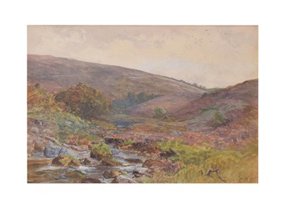 Lot 573 - Charles Brooke Branwhite, (1851-1929) - Watercolour - 'On Chalk Water, Exmoor'