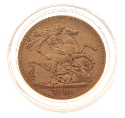 Lot 213 - Queen Victoria gold sovereign, 1891