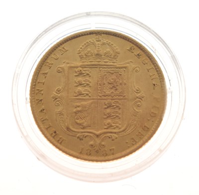 Lot 212 - Queen Victoria gold half sovereign, 1887