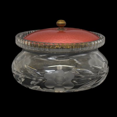 Lot 510 - Mid 20th century cut glass dressing table jar