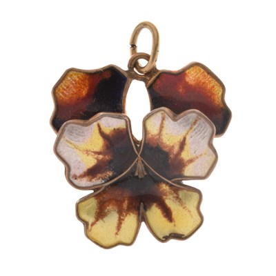 Lot 60 - David Andersen enamelled silver pansy pendant