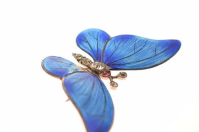Lot 52 - Two enamel and paste butterfly brooches