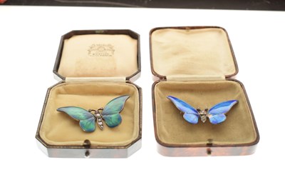 Lot 52 - Two enamel and paste butterfly brooches