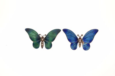 Lot 52 - Two enamel and paste butterfly brooches