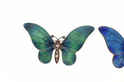 Lot 52 - Two enamel and paste butterfly brooches