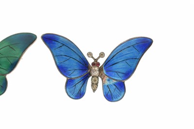 Lot 52 - Two enamel and paste butterfly brooches