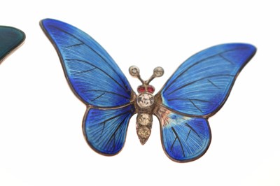 Lot 52 - Two enamel and paste butterfly brooches