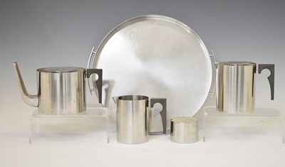 Lot 436 - Stelton four-piece tea set and tray