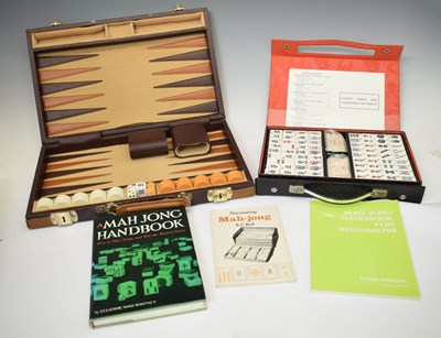 Lot 450 - Cased backgammon set, together with a cased Mah Jong set